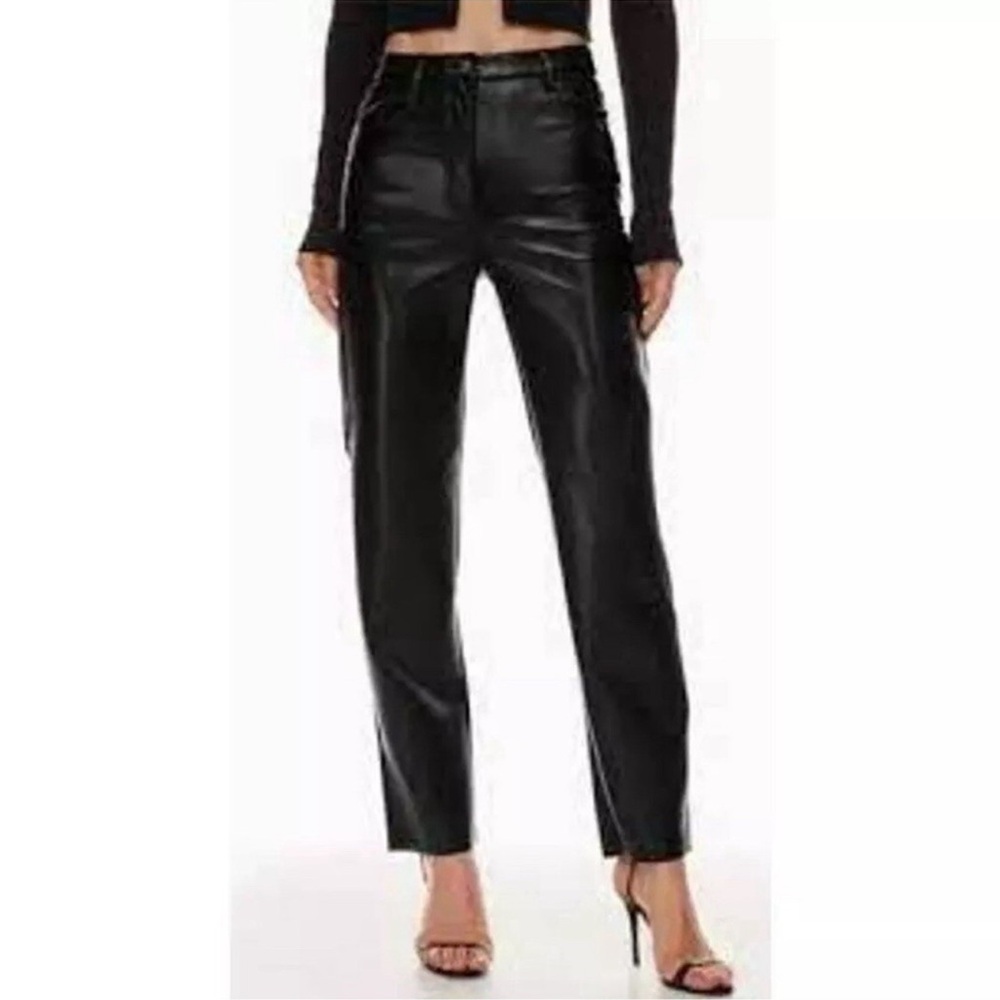 Wilfred x Aritzia Melina Black Vegan Leather Straight Leg Pants Size 6